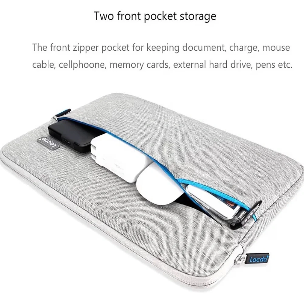 Lacdo 13-13.3 inch Waterproof Gray and Blue Laptop Sleeve